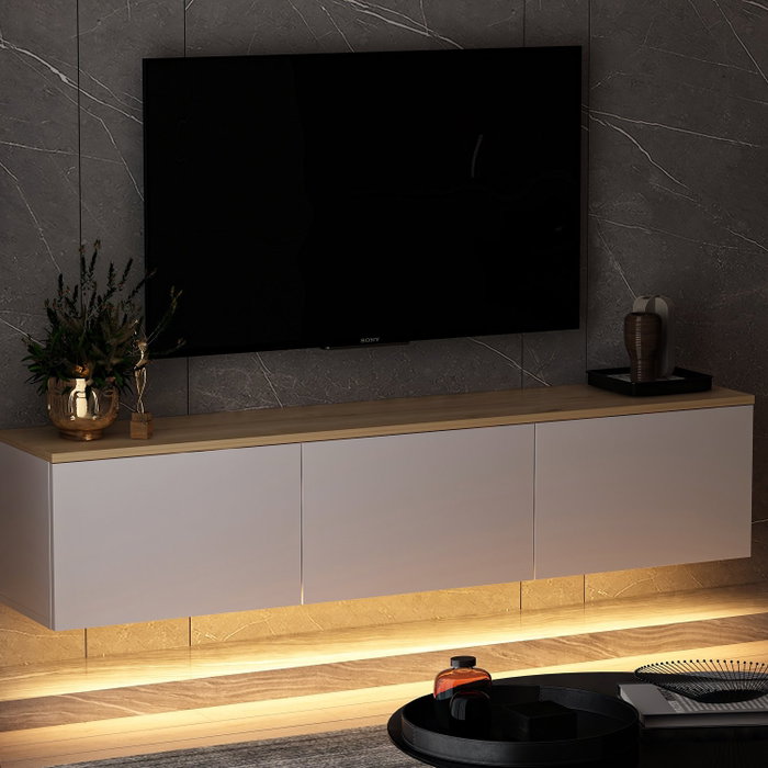 Hanah Home Soporte para TV Neon - White v2 Blanco y Roble